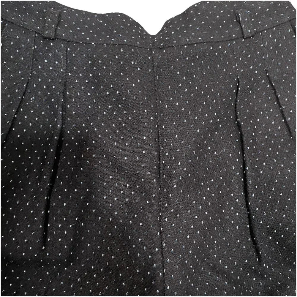 vintage Paradox Black wool high rise pants With White and Blue Dots